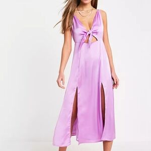 Lavender Satin Cutout Dress